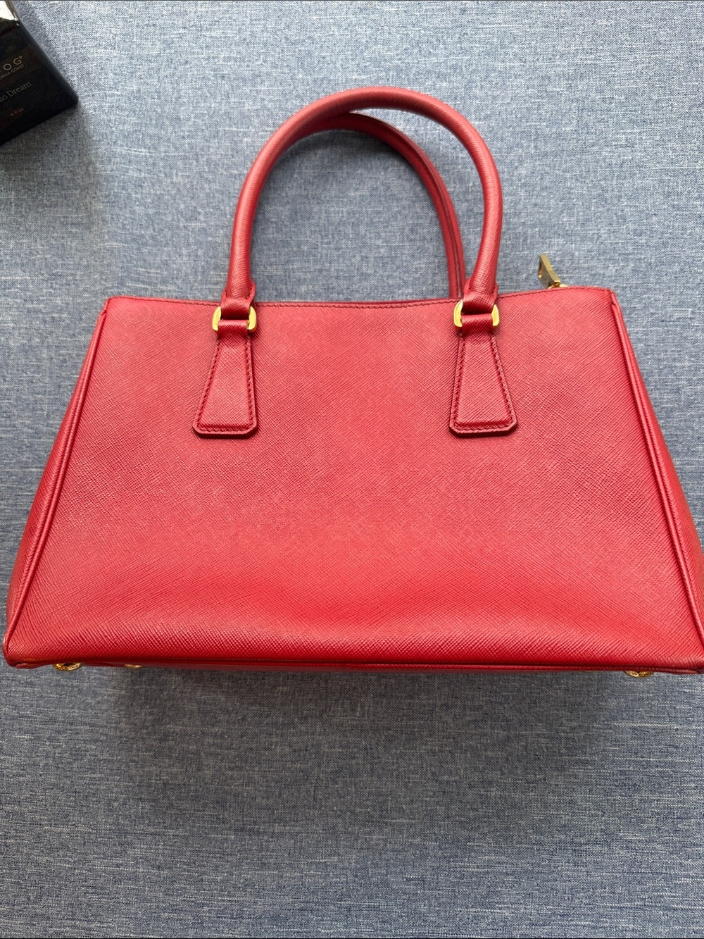 Prada Red Saffiano Leather Top-Handle Satchel with Gold Hardware - Picture 7 of 10
